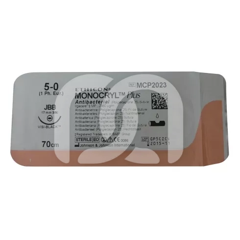 Fils de sutures Monocryl + antibactérien - La boîte de 36 unités -Fil 4/0, aiguille Mulitpass